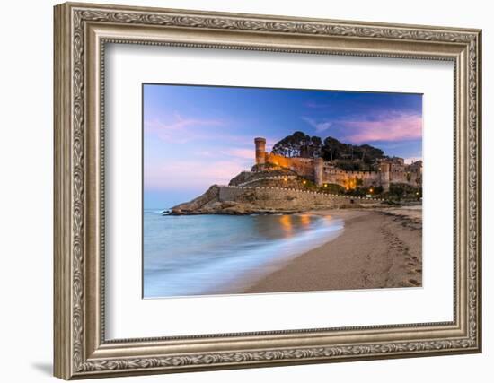 View at Dusk of Vila Vella, the Medieval Old Town of Tossa Del Mar, Costa Brava, Catalonia, Spain-Stefano Politi Markovina-Framed Photographic Print