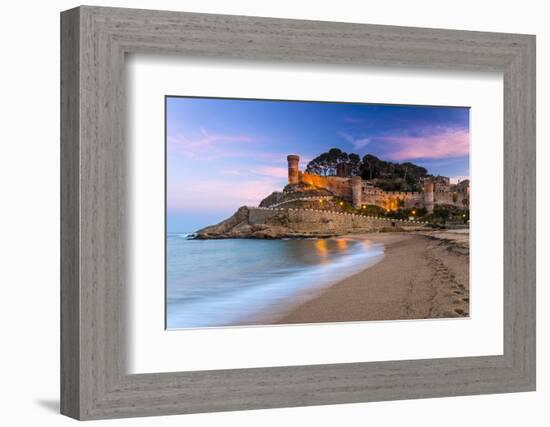 View at Dusk of Vila Vella, the Medieval Old Town of Tossa Del Mar, Costa Brava, Catalonia, Spain-Stefano Politi Markovina-Framed Photographic Print