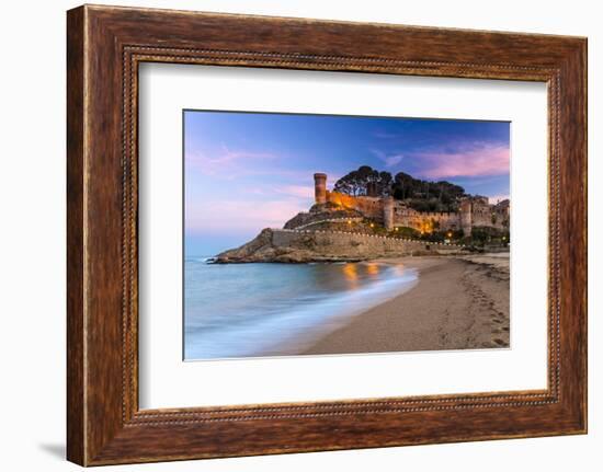 View at Dusk of Vila Vella, the Medieval Old Town of Tossa Del Mar, Costa Brava, Catalonia, Spain-Stefano Politi Markovina-Framed Photographic Print