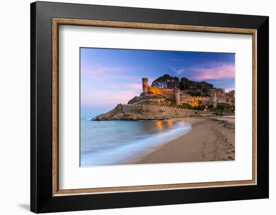 View at Dusk of Vila Vella, the Medieval Old Town of Tossa Del Mar, Costa Brava, Catalonia, Spain-Stefano Politi Markovina-Framed Photographic Print