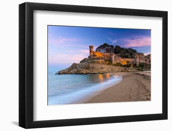 View at Dusk of Vila Vella, the Medieval Old Town of Tossa Del Mar, Costa Brava, Catalonia, Spain-Stefano Politi Markovina-Framed Photographic Print