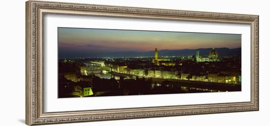 View at Night over Rooftops of Florence, Tuscany, Italy-Lee Frost-Framed Photographic Print