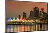 View at sunset of Canada Place and Harbour Centre building decorated with Christmas lights, Vancouv-Stefano Politi Markovina-Mounted Photographic Print