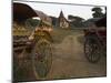 View at Sunset with Horse Cart and Typical Temple, Bagan (Pagan), Myanmar (Burma)-Eitan Simanor-Mounted Photographic Print