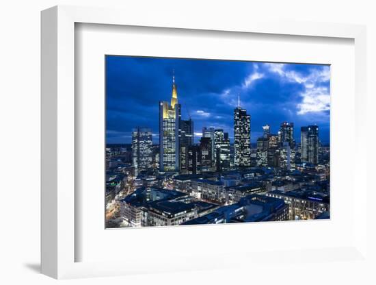 View at the Frankfurt Skyline at Dusk, Frankfurt Am Main, Hesse, Germany-Bernd Wittelsbach-Framed Photographic Print