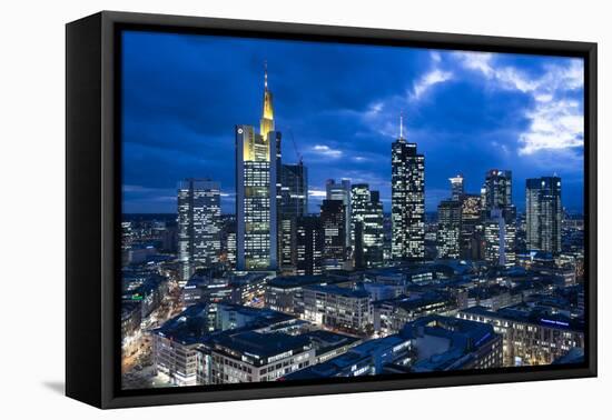 View at the Frankfurt Skyline at Dusk, Frankfurt Am Main, Hesse, Germany-Bernd Wittelsbach-Framed Premier Image Canvas