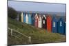 View, Coloured, Beach, Huts, Bay, Sea, Embankment, Southwold, Suffolk, England-Natalie Tepper-Mounted Photo