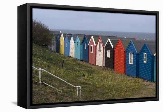 View, Coloured, Beach, Huts, Bay, Sea, Embankment, Southwold, Suffolk, England-Natalie Tepper-Framed Stretched Canvas
