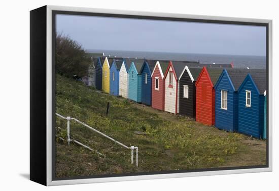 View, Coloured, Beach, Huts, Bay, Sea, Embankment, Southwold, Suffolk, England-Natalie Tepper-Framed Stretched Canvas