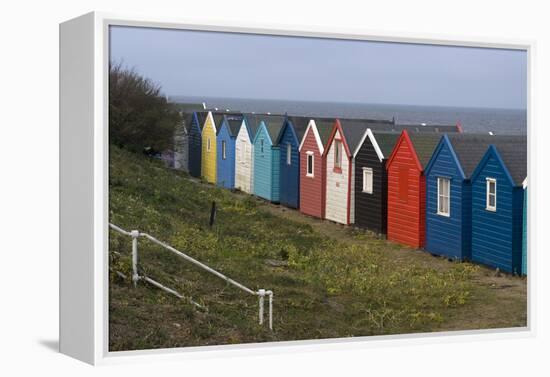 View, Coloured, Beach, Huts, Bay, Sea, Embankment, Southwold, Suffolk, England-Natalie Tepper-Framed Stretched Canvas