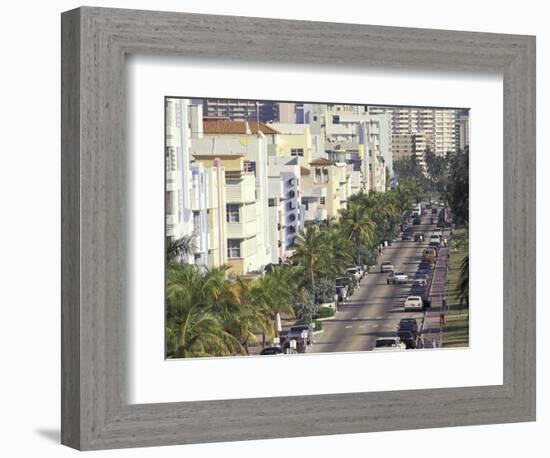 View Down Ocean Drive, South Beach, Miami, Florida, USA-Robin Hill-Framed Photographic Print