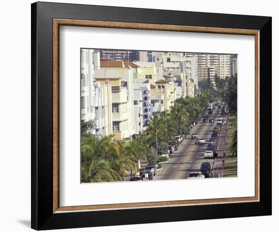 View Down Ocean Drive, South Beach, Miami, Florida, USA-Robin Hill-Framed Photographic Print