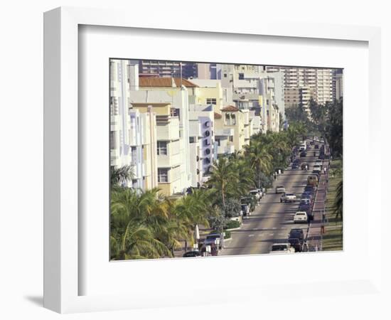 View Down Ocean Drive, South Beach, Miami, Florida, USA-Robin Hill-Framed Photographic Print