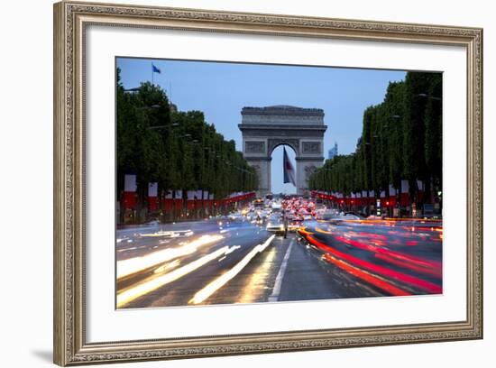 View Down the Champs Elysees to the Arc De Triomphe, Illuminated at Dusk, Paris, France, Europe-Gavin Hellier-Framed Photographic Print