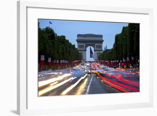 View Down the Champs Elysees to the Arc De Triomphe, Illuminated at Dusk, Paris, France, Europe-Gavin Hellier-Framed Photographic Print