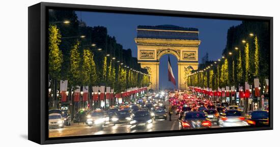 View Down the Champs Elysees to the Arc De Triomphe, Illuminated at Dusk, Paris, France-Gavin Hellier-Framed Premier Image Canvas