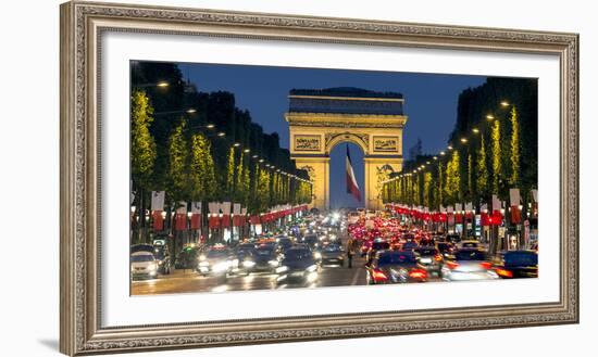 View Down the Champs Elysees to the Arc De Triomphe, Illuminated at Dusk, Paris, France-Gavin Hellier-Framed Photographic Print