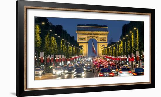 View Down the Champs Elysees to the Arc De Triomphe, Illuminated at Dusk, Paris, France-Gavin Hellier-Framed Photographic Print