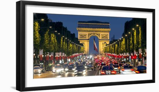 View Down the Champs Elysees to the Arc De Triomphe, Illuminated at Dusk, Paris, France-Gavin Hellier-Framed Photographic Print