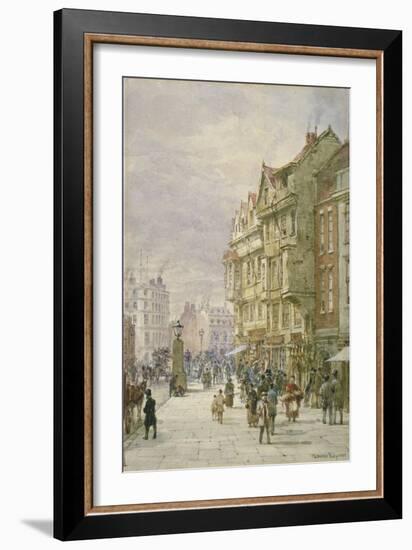 View East Along Holborn with Figures and Horse-Drawn Vehicles on the Street, London, 1875-Louise Rayner-Framed Giclee Print