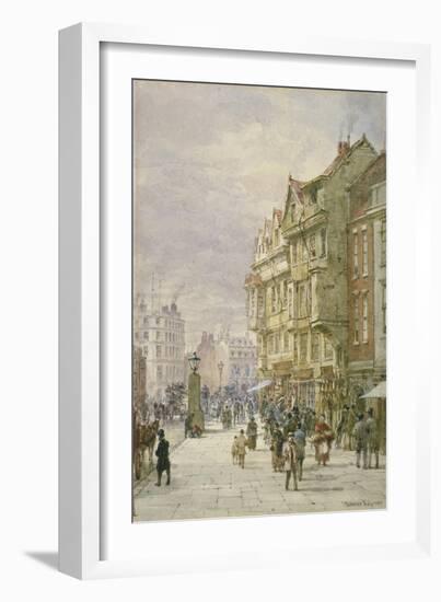 View East Along Holborn with Figures and Horse-Drawn Vehicles on the Street, London, 1875-Louise Rayner-Framed Giclee Print