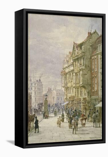 View East Along Holborn with Figures and Horse-Drawn Vehicles on the Street, London, 1875-Louise Rayner-Framed Premier Image Canvas