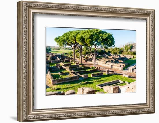 View from above of Decumanus (Main road), Ostia Antica archaeological site, Ostia, Rome province-Nico Tondini-Framed Photographic Print