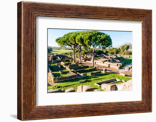 View from above of Decumanus (Main road), Ostia Antica archaeological site, Ostia, Rome province-Nico Tondini-Framed Photographic Print