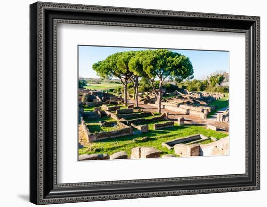 View from above of Decumanus (Main road), Ostia Antica archaeological site, Ostia, Rome province-Nico Tondini-Framed Photographic Print
