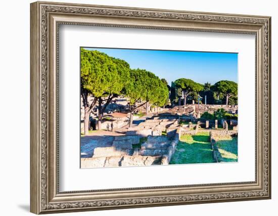 View from above of Decumanus (Main road), Ostia Antica archaeological site, Ostia, Rome province-Nico Tondini-Framed Photographic Print