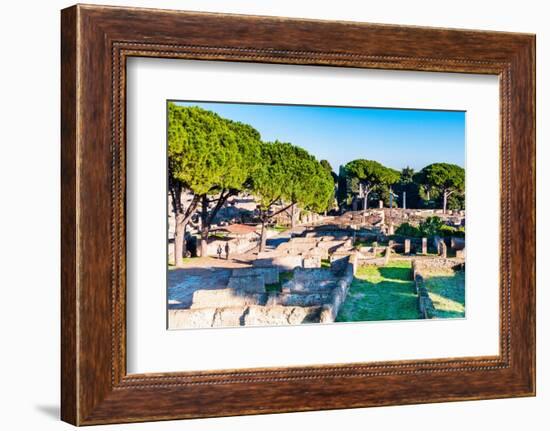 View from above of Decumanus (Main road), Ostia Antica archaeological site, Ostia, Rome province-Nico Tondini-Framed Photographic Print