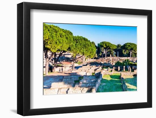 View from above of Decumanus (Main road), Ostia Antica archaeological site, Ostia, Rome province-Nico Tondini-Framed Photographic Print