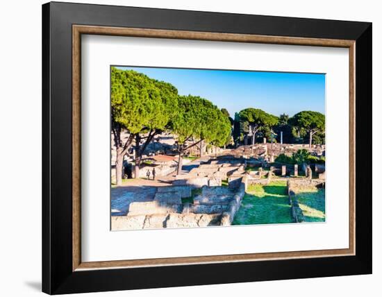 View from above of Decumanus (Main road), Ostia Antica archaeological site, Ostia, Rome province-Nico Tondini-Framed Photographic Print