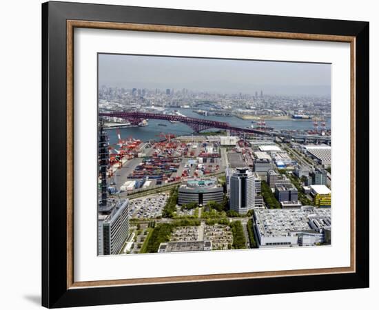 View from Atop World Trade Center of Osaka Port Built on Reclaimed Land in Osaka Bay, Osaka, Japan-null-Framed Photographic Print