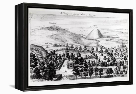 View from Avebury Steeple of Silbury Hill, Illustration from Stonehenge: a Temple Restored-William Stukeley-Framed Premier Image Canvas