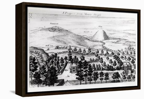 View from Avebury Steeple of Silbury Hill, Illustration from Stonehenge: a Temple Restored-William Stukeley-Framed Premier Image Canvas