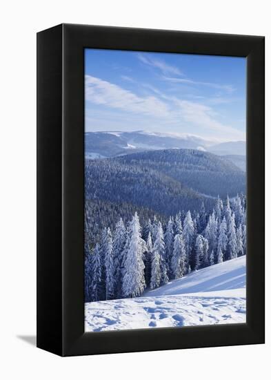 View from Belchen Mountain to Feldberg Mountain in Winter, Black Forest, Baden-Wurttemberg, Germany-Markus Lange-Framed Premier Image Canvas