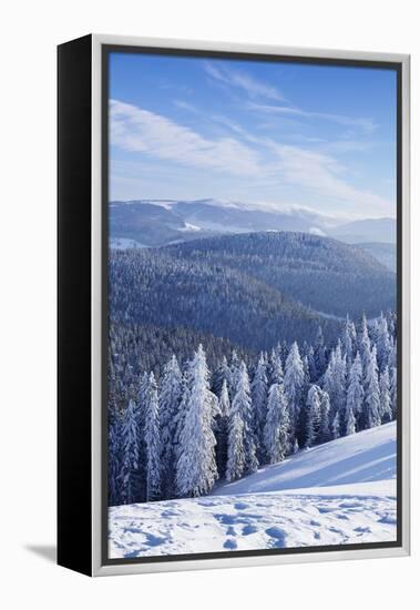 View from Belchen Mountain to Feldberg Mountain in Winter, Black Forest, Baden-Wurttemberg, Germany-Markus Lange-Framed Premier Image Canvas