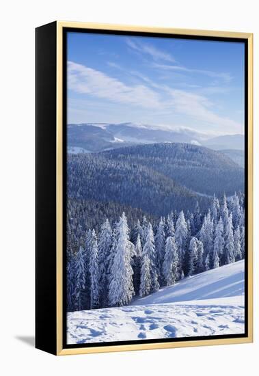 View from Belchen Mountain to Feldberg Mountain in Winter, Black Forest, Baden-Wurttemberg, Germany-Markus Lange-Framed Premier Image Canvas