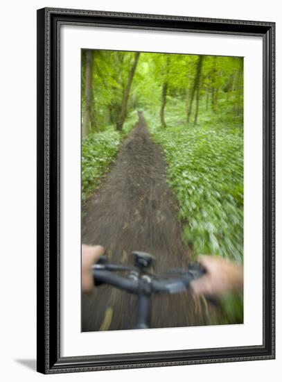 View from Bicycle Along Wooded Track, Uley, Gloucestershire, England-Peter Adams-Framed Photographic Print