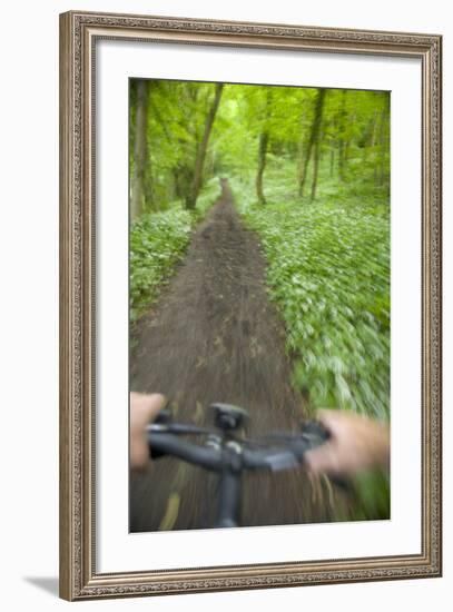 View from Bicycle Along Wooded Track, Uley, Gloucestershire, England-Peter Adams-Framed Photographic Print