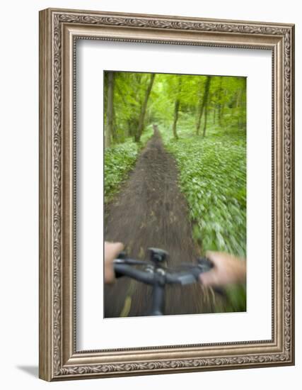 View from Bicycle Along Wooded Track, Uley, Gloucestershire, England-Peter Adams-Framed Photographic Print