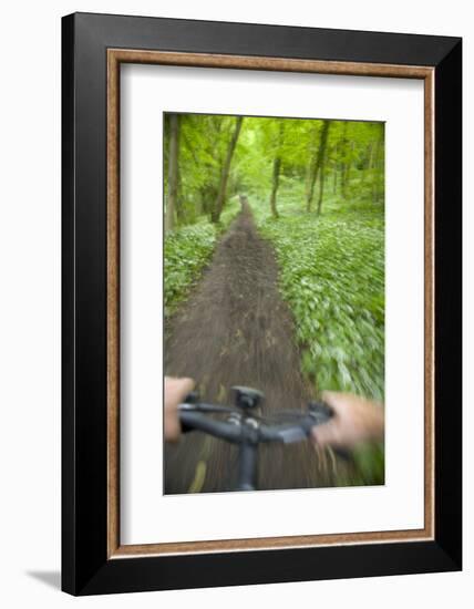 View from Bicycle Along Wooded Track, Uley, Gloucestershire, England-Peter Adams-Framed Photographic Print