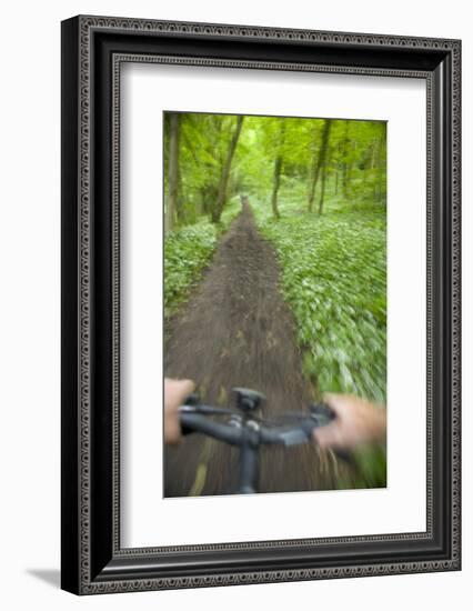 View from Bicycle Along Wooded Track, Uley, Gloucestershire, England-Peter Adams-Framed Photographic Print