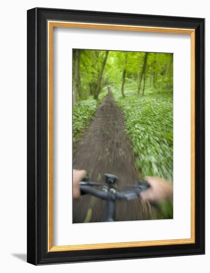 View from Bicycle Along Wooded Track, Uley, Gloucestershire, England-Peter Adams-Framed Photographic Print