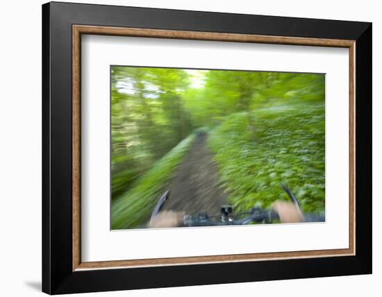 View from Bicycle Along Wooded Track, Uley, Gloucestershire, England-Peter Adams-Framed Photographic Print