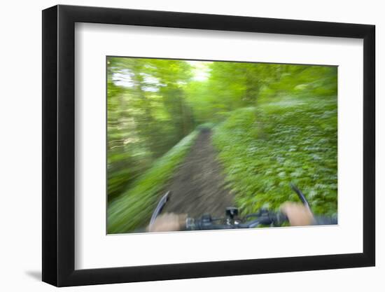 View from Bicycle Along Wooded Track, Uley, Gloucestershire, England-Peter Adams-Framed Photographic Print