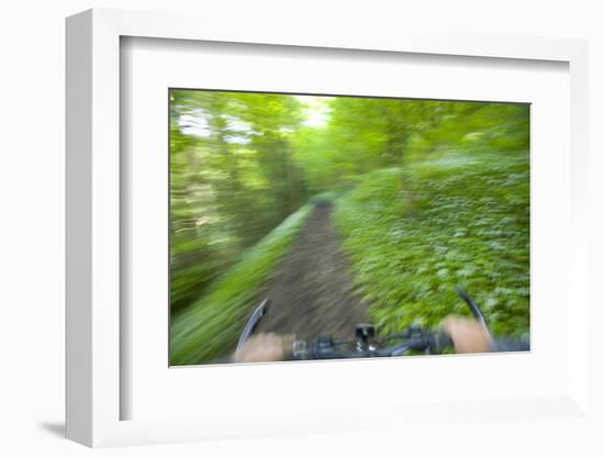 View from Bicycle Along Wooded Track, Uley, Gloucestershire, England-Peter Adams-Framed Photographic Print