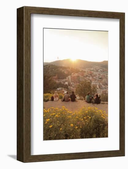 View from Bunker at El Carmel to Tibidabo Mountain, Sierra de Collserola, Barcelona, Catalonia, Spa-Markus Lange-Framed Photographic Print