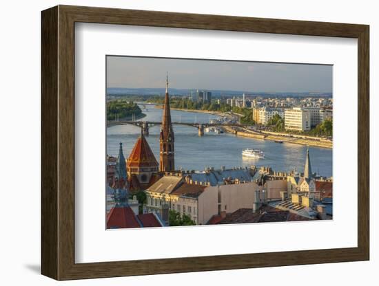 View from Castle Hill of the Margaret Bridge crossing the Danube River, Buda side, Budapest-Tom Haseltine-Framed Photographic Print